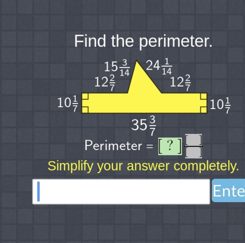 Find the perimeter. Perimeter = [?] Simplify your answer completely.-example-1