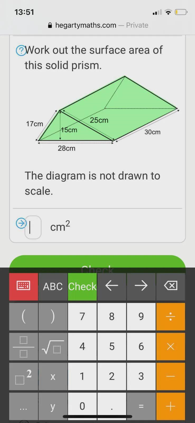 Work out the surface area of this solid prism. 25cm 17cm 15cm 30cm 28cm The diagram-example-1