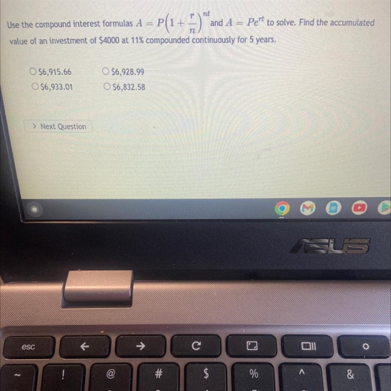 7Use the compound interest formulas Aand A = Pert to solve. Find the accumulatedvalue-example-1