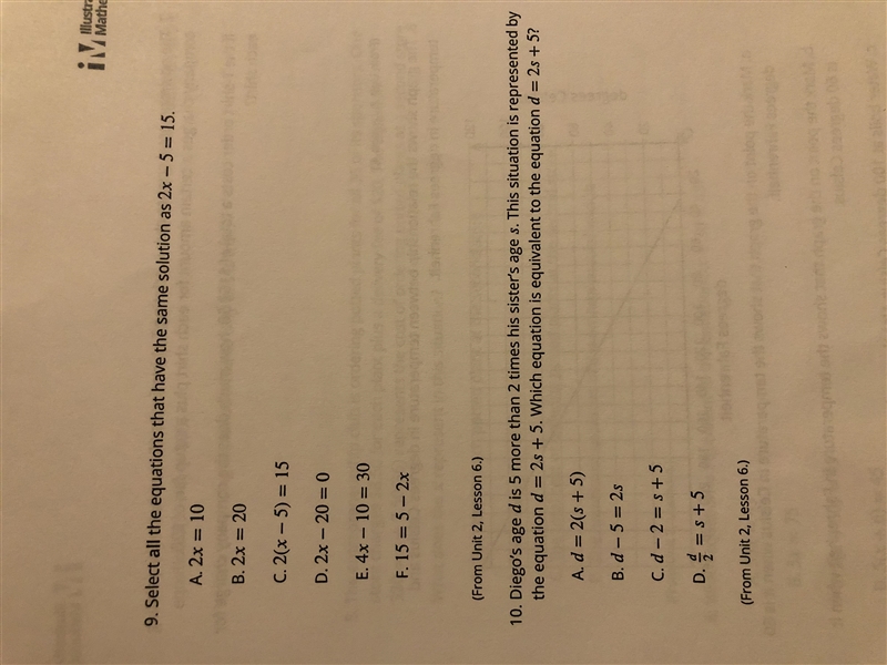 Select all the equations by that have the same solution as 2x-5=15-example-1