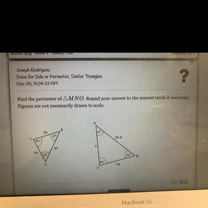 What is the perimeter of triangle mno-example-1