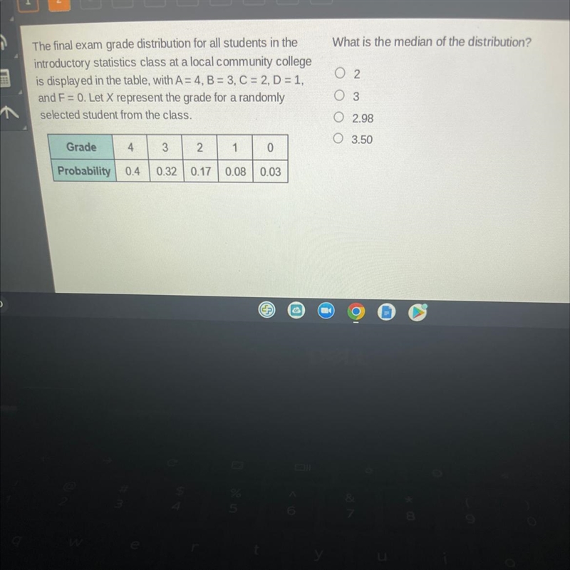 What is the median of the distribution-example-1