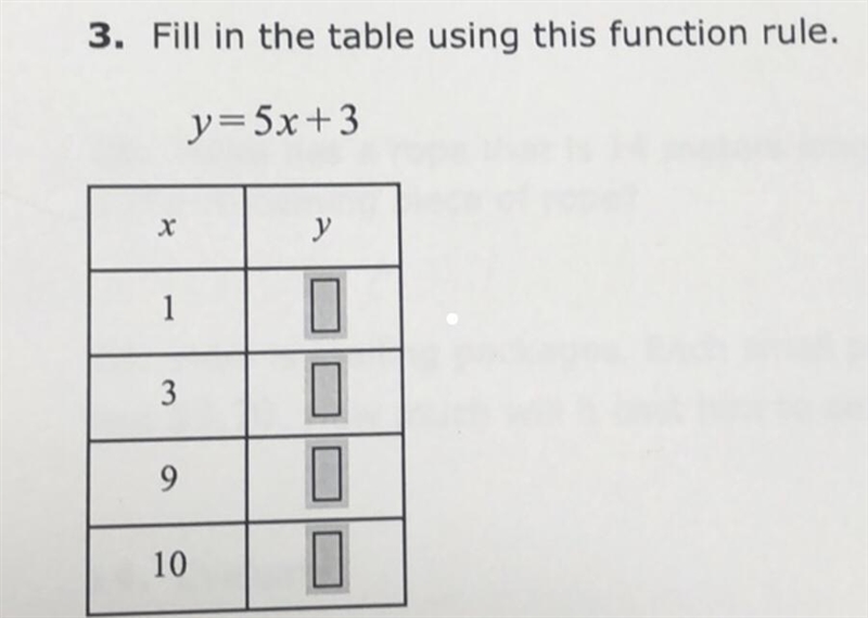 Fill in the table using this function rule. y=5x+3-example-1