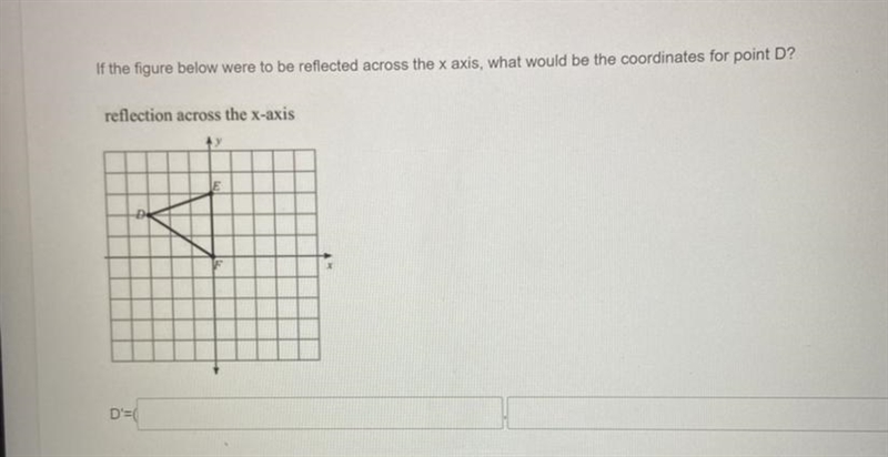 If the figure below were to be reflected across the x axis, what would be the coordinates-example-1