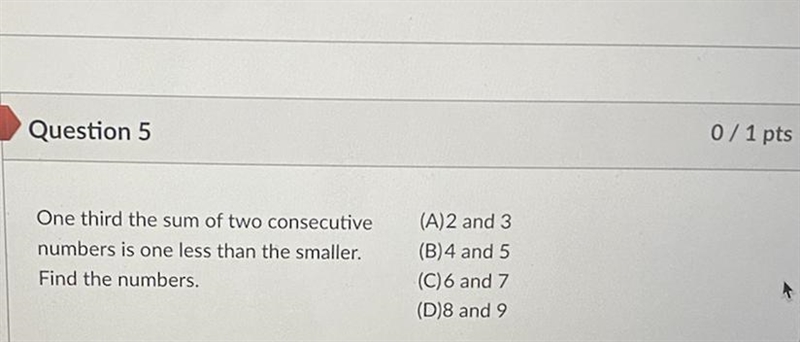 One third the sum of two consecutive numbers is one less than the smaller. Find the-example-1