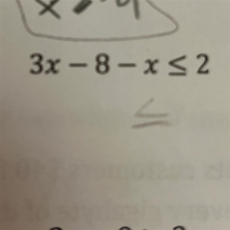 3x - 8 - x greater than or equal to 2-example-1