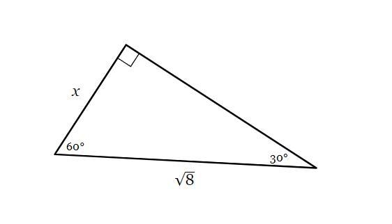 Find the length of side x in simplest radical form with a rational denominator.-example-1