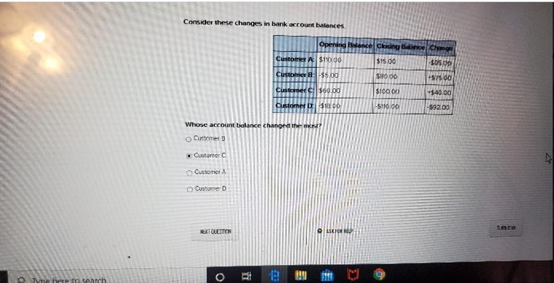 Considering the changes in the bank account balance whose account balance change the-example-1