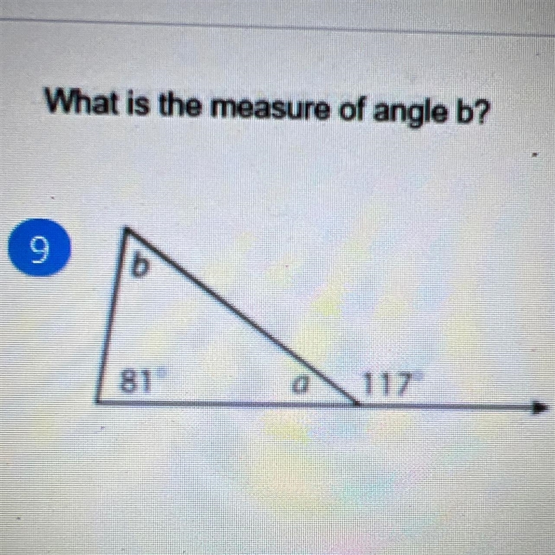 How do you find the measure of angle b with only angle c and the outside of angle-example-1