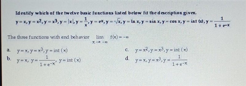 Identify which of the twelve basic functions listed below fit the deceiption given-example-1