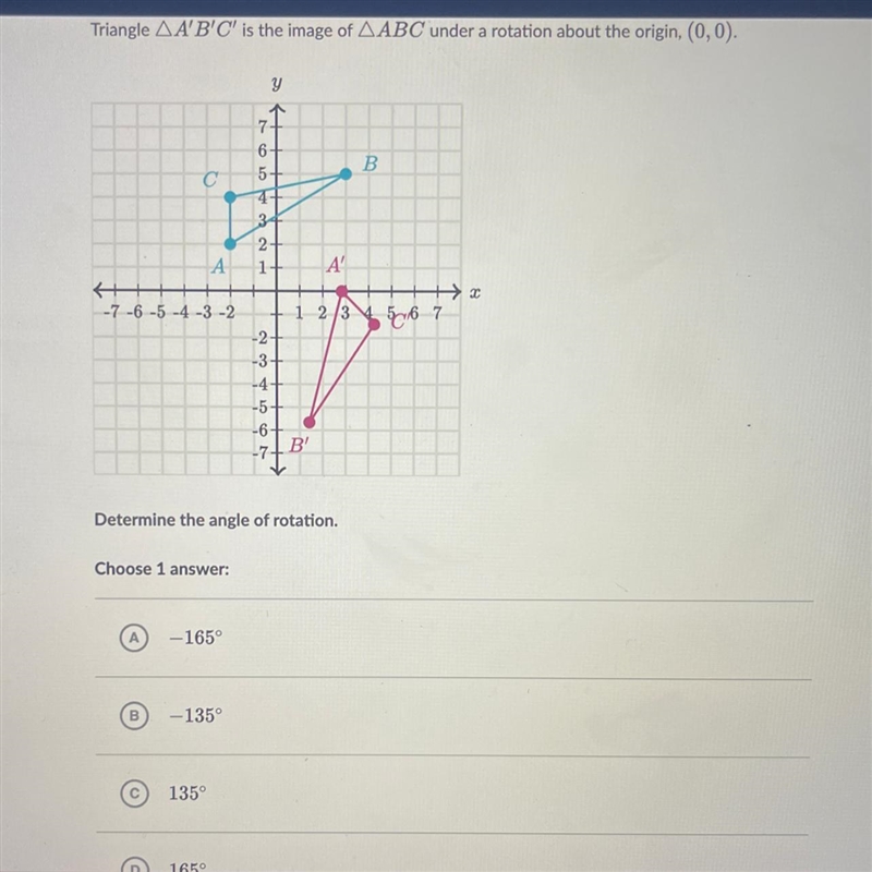 Determine the angle of rotation-example-1