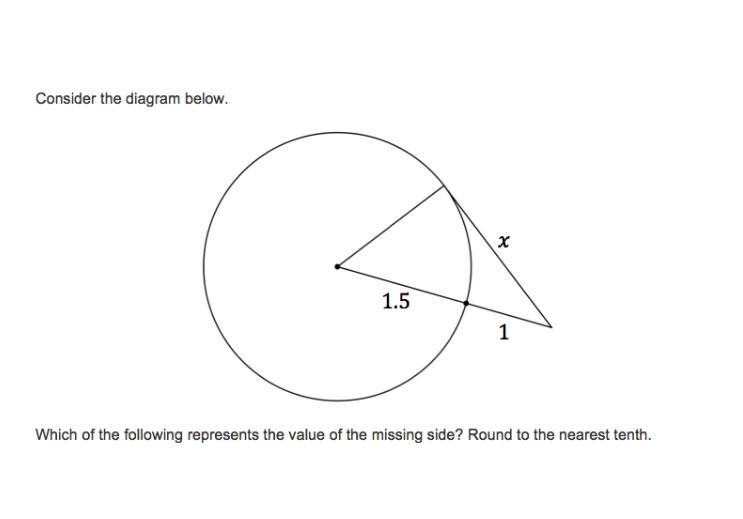 Which of the following represent the value of the missing side? Round to the nearest-example-1