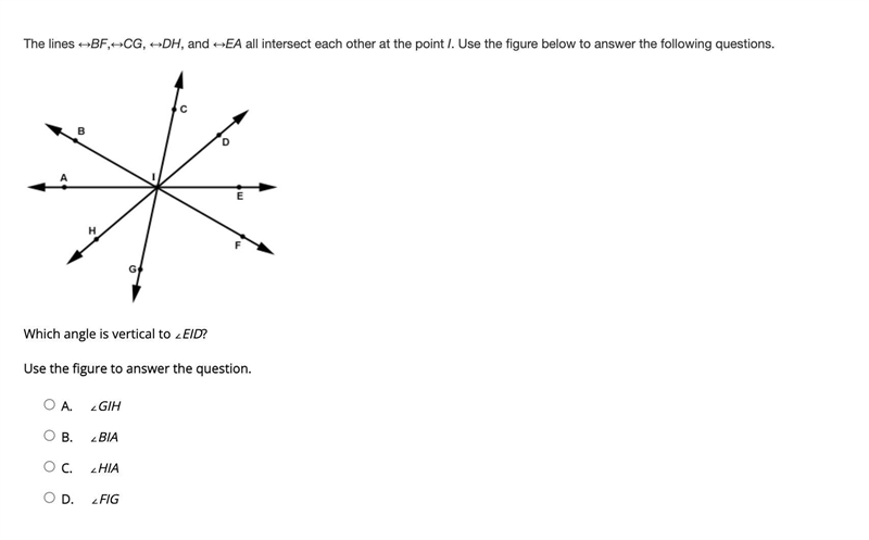 Which angle is vertical to ∠EID?-example-1