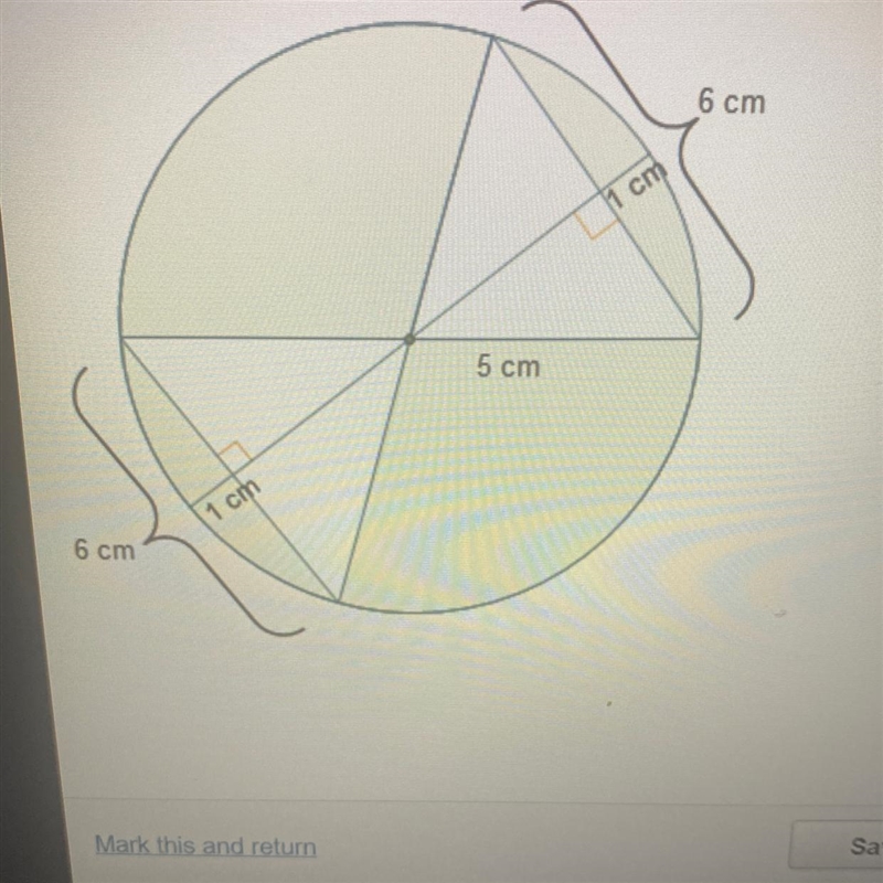 What is the area of the shaded region? O (2577-48) cm² O (2577-30) cm² O (25T-24) cm-example-1