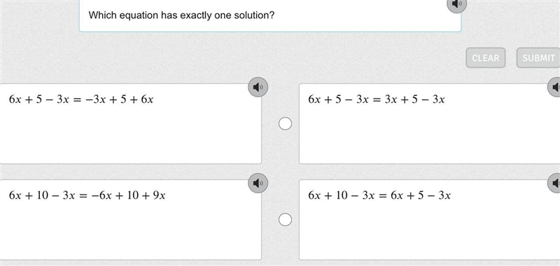 PLEASE HELP!! ASAPPP Which equation has exactly one solution?-example-1