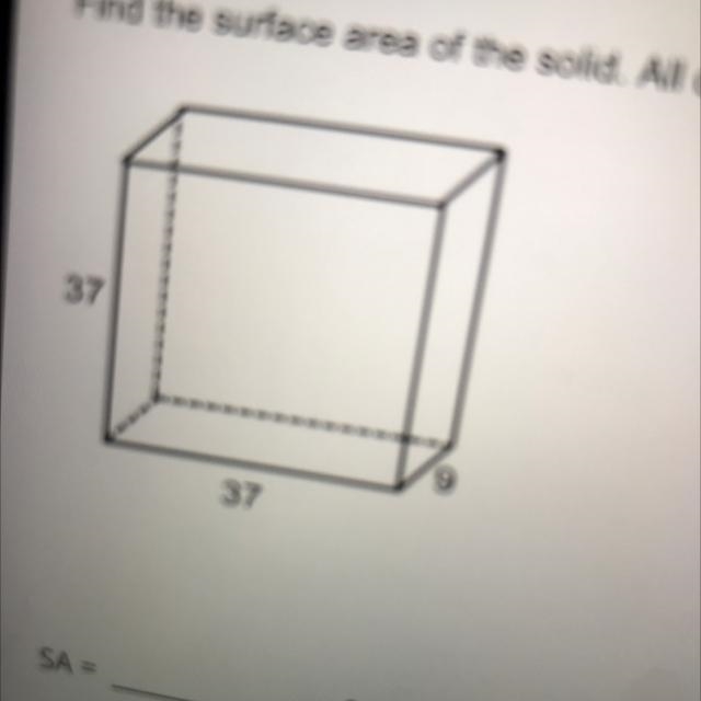 find the surface area of the solid. All quadrilaterals are rectangles, and all given-example-1