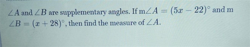 PLEASE HELPP! FIND THE MEASURE OF ANGLE A!!!​-example-1