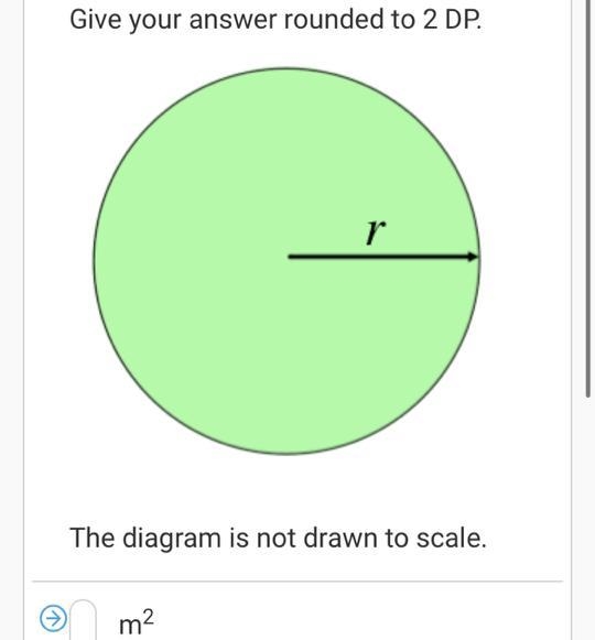 Find the area of a circle with radius, r = 7.4m. Give your answer rounded to 2 DP-example-1