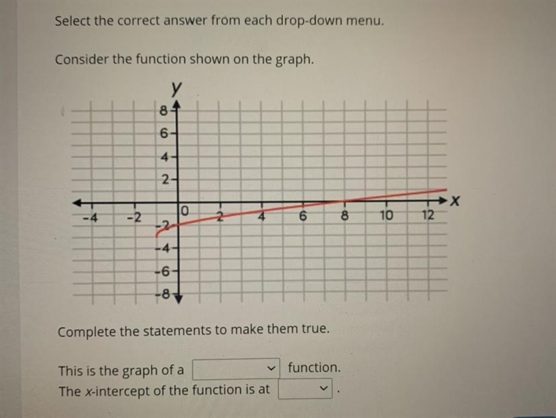 Options for the first box is: cube root, square root Options for the second box are-example-1