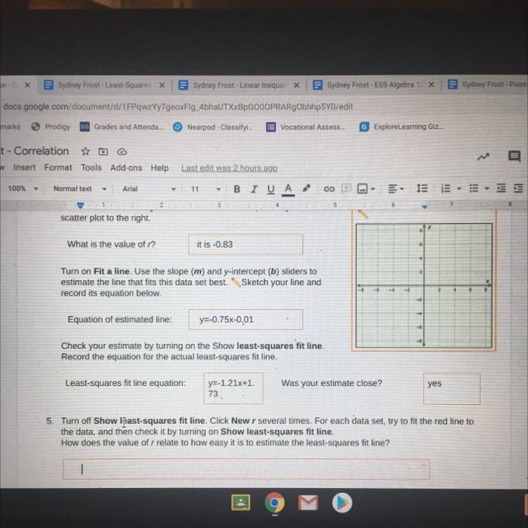 How does the value of r relate to how easy it is to estimate the least-squares fit-example-1