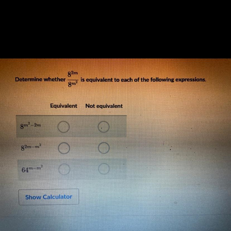 What is equivalent to 8^(2m)/8^(m^2)-example-1