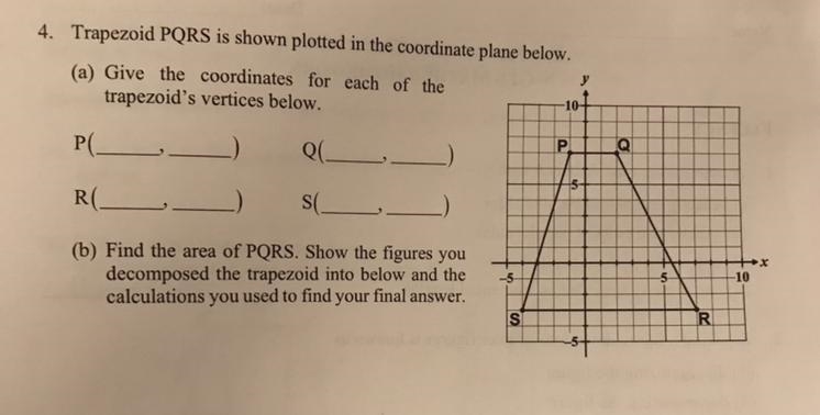 Find the area of PQRS. Show the figures you decomposed the trapezoid into below and-example-1