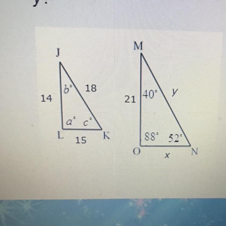 The following diagram shows two similar triangles, ALJK - AOMN. What is the missing-example-1