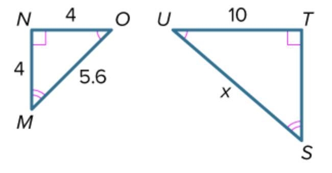 The triangles are similar. Find the missing measure.-example-1