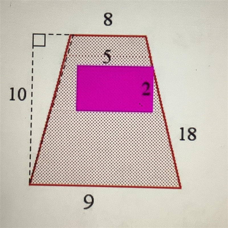 Find the area of the parallelogram below, after the purple triangle-sized hole was-example-1