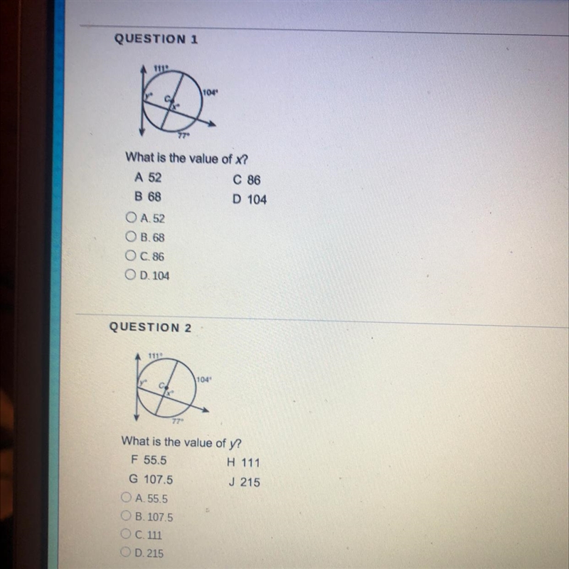 What’s the Value of y and x-example-1