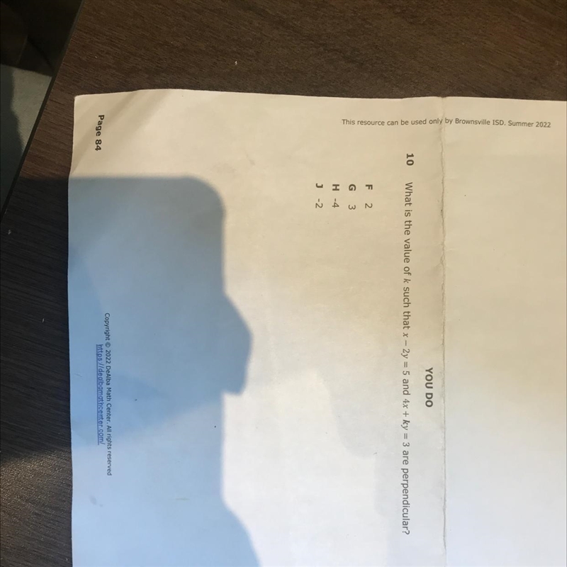 What is the value of k such that x-2y=5 and 4x+ky=3 are perpendicular?-example-1