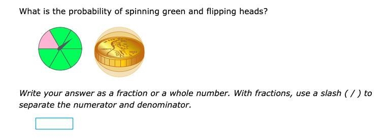 What is the probability of spinning green and flipping heads?-example-1