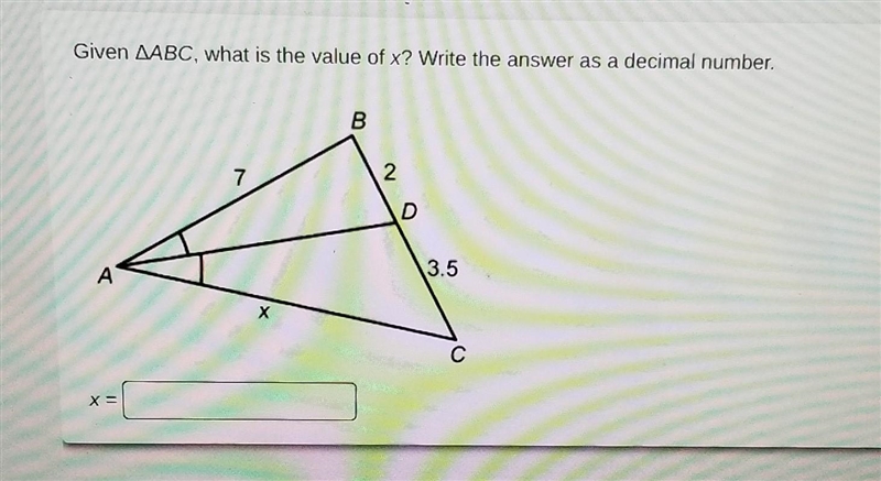 What's the value of x? sorry for the weird marks but please help​-example-1