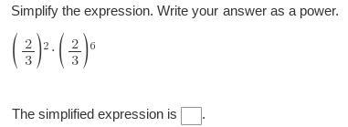 Simplify the expression. Write your answer as a power.-example-1