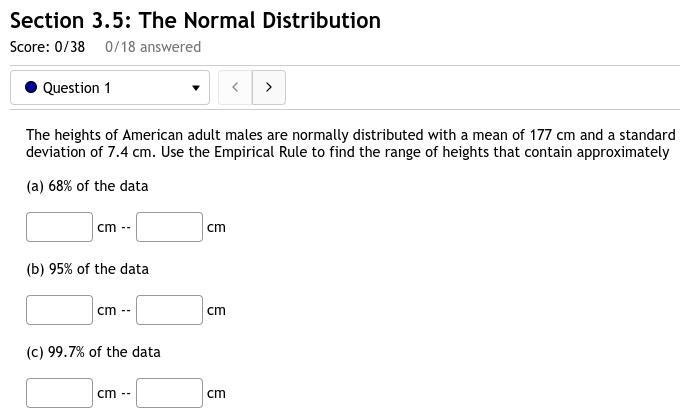 1. The heights of American adult males are normally distributed with a mean of 177 cm-example-1