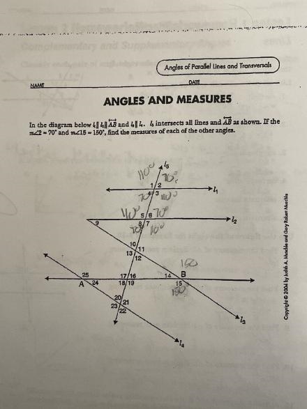 Angles of Parallel Lines and Transversals: Find the measures of each other angles-example-1