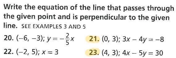 Write the equation of the line that passes through the given point and is perpendicular-example-1