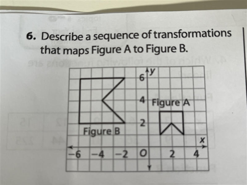 Describe a sequence of transformations that maps figure a to figure b-example-1