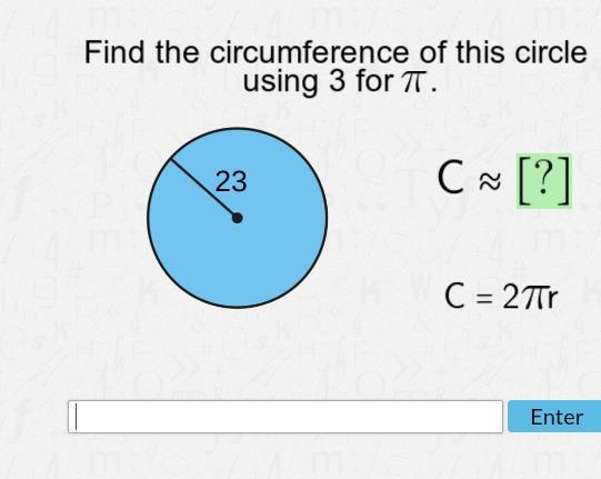 Find the circumference of this circle using 3 for-example-1