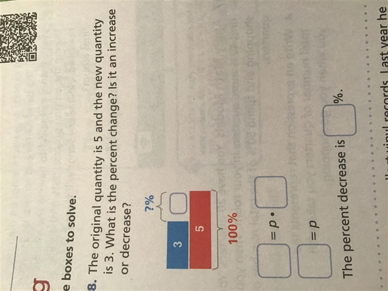 The original quantity is 5 and the new quantity is 3. What is the percent change? Is-example-1