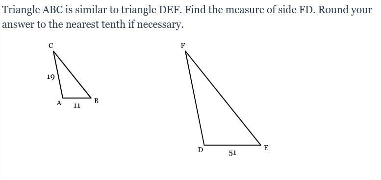 (250 Points If your right!) Triangle ABC is similar to triangle DEF. Find the measure-example-1