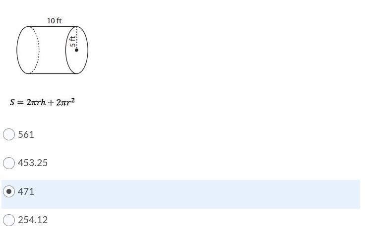 Find the surface area of the cylinder. Use 3.14 for pi. Do not round the answer. 10ft-example-1