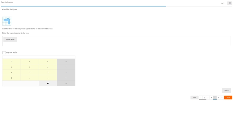 Consider the figure. Find the area of the composite figure shown to the nearest half-example-1