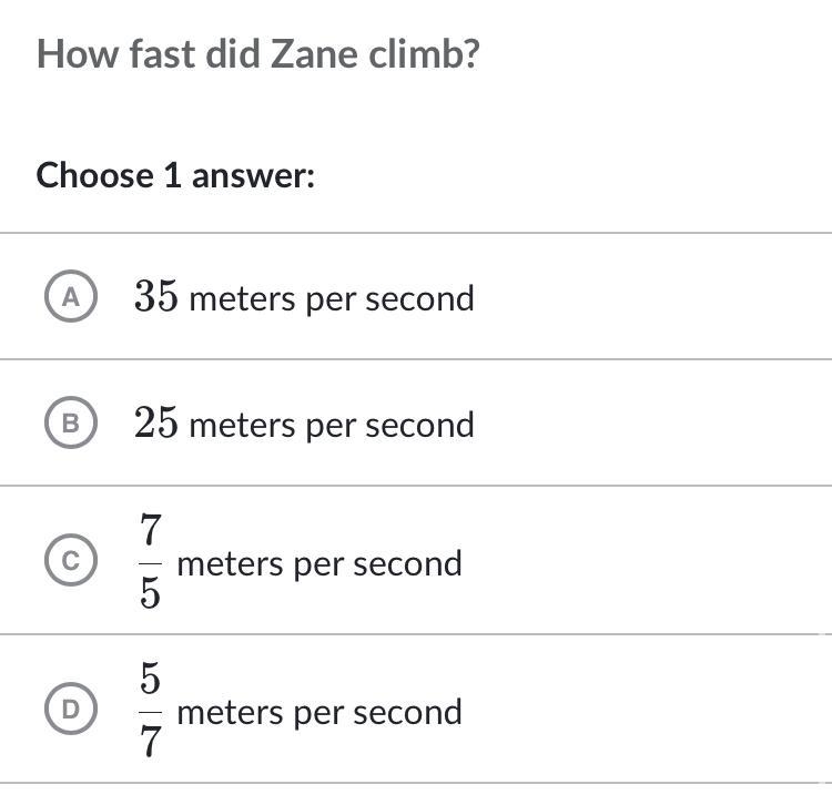 How fast did Zane climb? I attached 3 pictures of the problem. Please answer quick-example-1