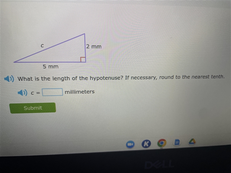 Hi! Can someone help me with the phytagorean theorem find the length of the hypotenuse-example-1