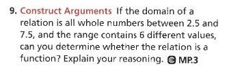 PLEASE HELP If the domain of a relation is all whole numbers between 2.5 and 7.5, and-example-1