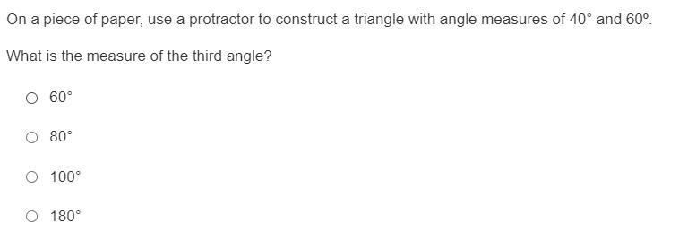 On a piece of paper, use a protractor to construct a triangle with angle measures-example-1