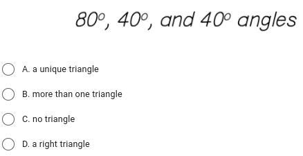 Daniel is given the following information to construct a triangle. Determine what-example-1