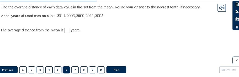 Find the average distance of each data value in the set from the mean. Round your-example-1