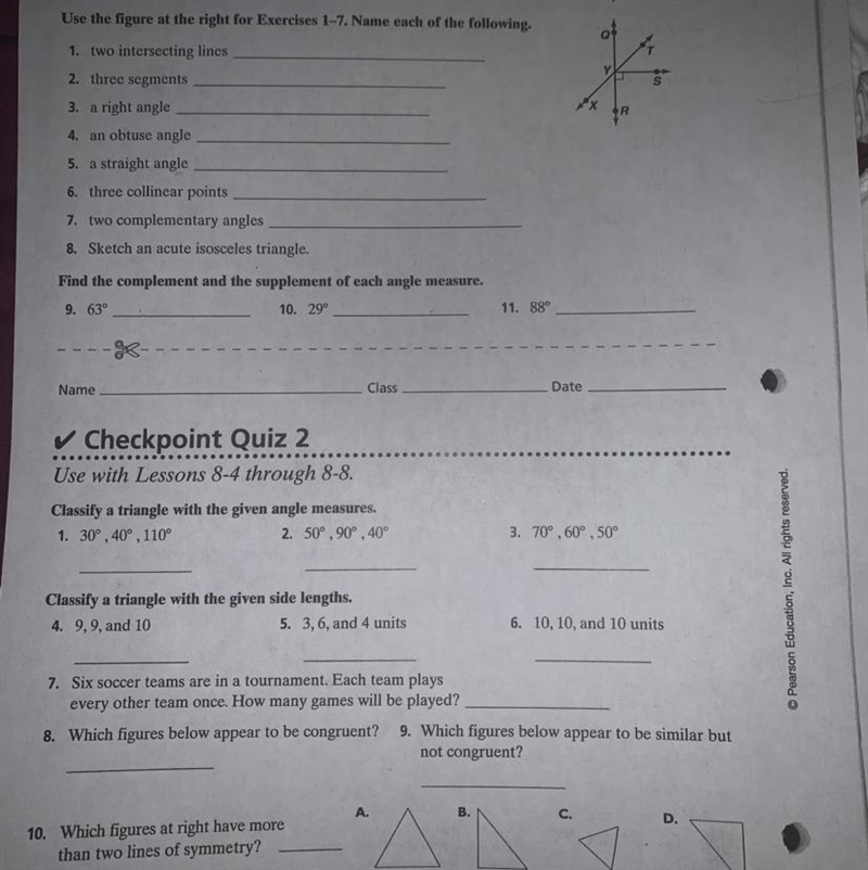 Line segments and angle measures and side measures (PLEASE HELP)-example-1